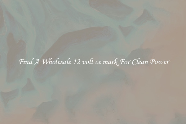 Find A Wholesale 12 volt ce mark For Clean Power