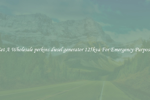 Get A Wholesale perkins diesel generator 125kva For Emergency Purposes